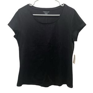NWT Coldwater Creek Basic Black T-shirt Short Sleeve Pima‎ Cotton- M (8-10)